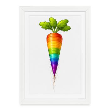 Motif de légumes colorés en carottes arc-en-ciel - Affiche encadrée (27 × 37 cm) - blanc - Devant