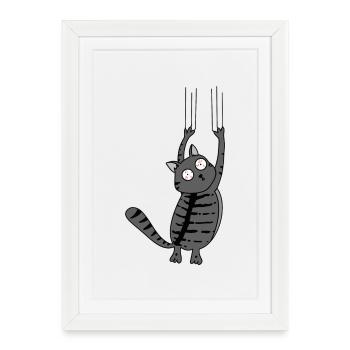 Panic Cat Striped Version - Framed poster (27 × 37 cm) - white - Front