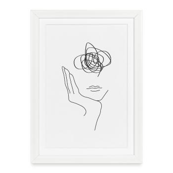 Dessin au trait du chaos de la tête - Affiche encadrée (27 × 37 cm) - blanc - Devant