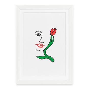 EC Tulipes I Fleurs I Vacances I Femme I Hollande - Affiche encadrée (27 × 37 cm) - blanc - Devant