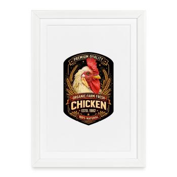 Le Coq, les plus belles poules de ferme - Affiche encadrée (27 × 37 cm) - blanc - Devant