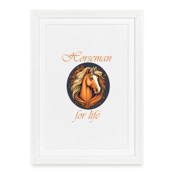 Cavalier à vie - Affiche encadrée (27 × 37 cm) - blanc - Devant