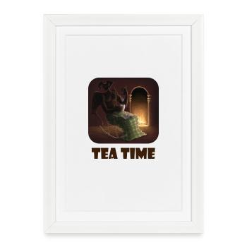 A well-deserved tea break for this well-known demon - Framed poster (27 × 37 cm) - white - Front