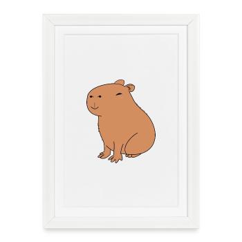 Capybara heureux - Affiche encadrée (27 × 37 cm) - blanc - Devant