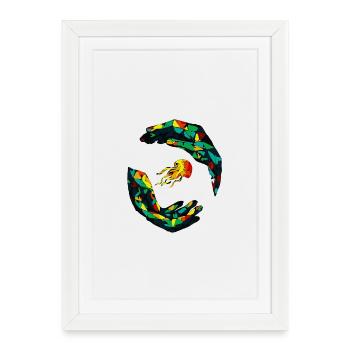 Anneau géométrique de méduses - Affiche encadrée (27 × 37 cm) - blanc - Devant