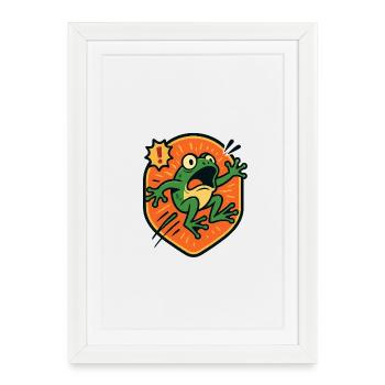 Panic Frog badge - Framed poster (27 × 37 cm) - white - Front