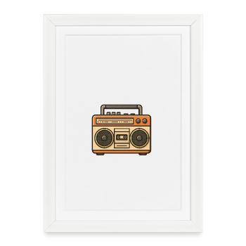 Vintage Boombox - Affiche encadrée (27 × 37 cm) - blanc - Devant
