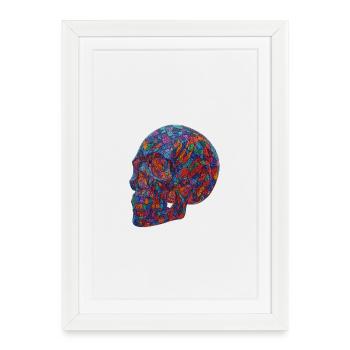 Colorful Mosaic Skull - Framed poster (27 × 37 cm) - white - Front