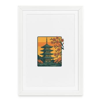Temple japonais - Affiche encadrée (27 × 37 cm) - blanc - Devant