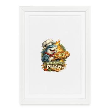 Pizza Shark Cooking Hero - Framed poster (27 × 37 cm) - white - Front