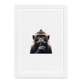 Ein schweigender Affe - Gerahmtes Poster (27 × 37 cm) - Weiß - Vorne