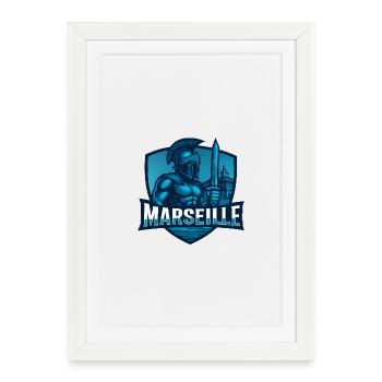 Marseille T-shirt - Gerahmtes Poster (27 × 37 cm) - Weiß - Vorne