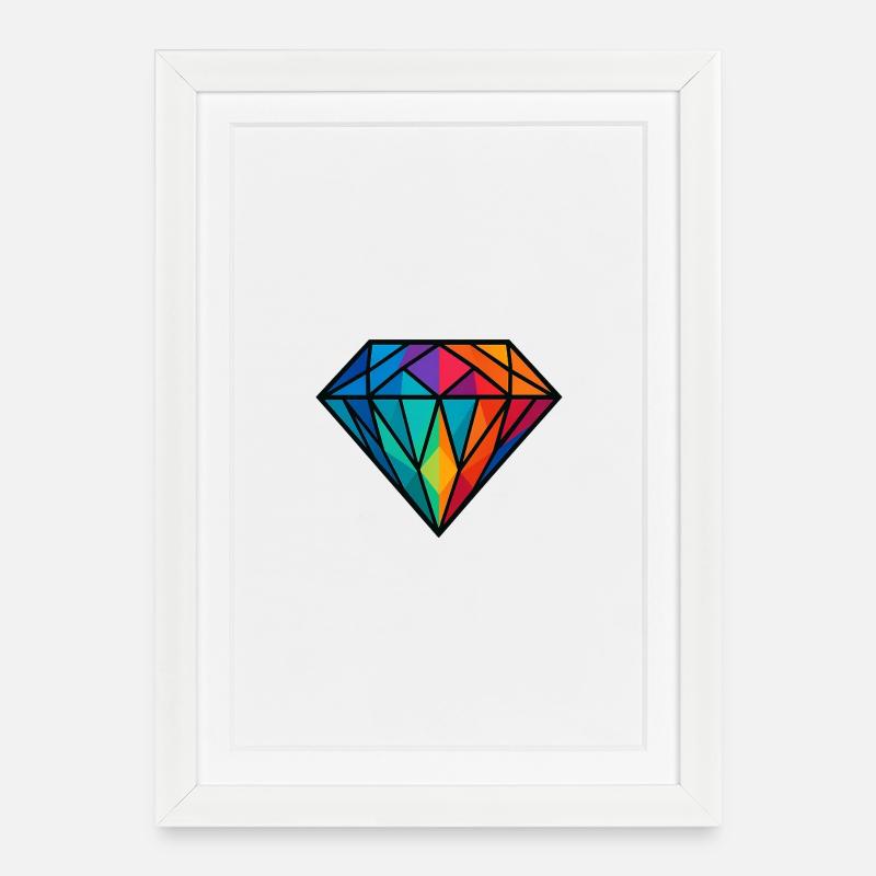 Diamant - Gerahmtes Poster (27 × 37 cm) - Weiß