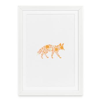 Nordic Floral - Soft Orange Fox - Framed poster (27 × 37 cm) - white - Front