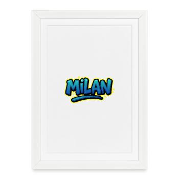 Graffiti Prénom Léon imprimable sur tout ! - Affiche encadrée (27 × 37 cm) - blanc - Devant