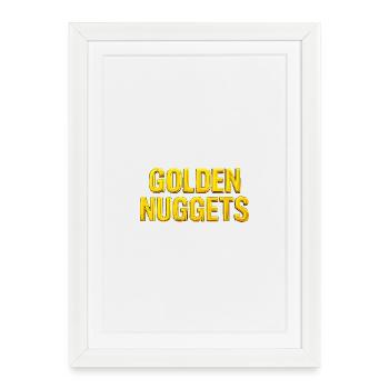Texte 3D Gold Nuggets - Affiche encadrée (27 × 37 cm) - blanc - Devant