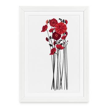 Illustration de fleurs de galets - Affiche encadrée (27 × 37 cm) - blanc - Devant