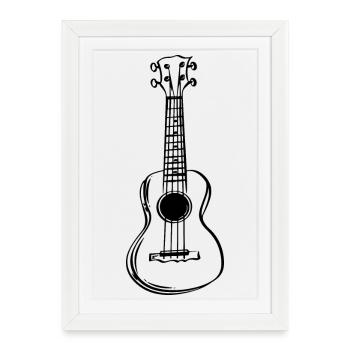 Ukulele Line Art - Framed poster (27 × 37 cm) - white - Front