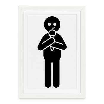 Singer with Microphone Entertainer - Framed poster (27 × 37 cm) - white - Front
