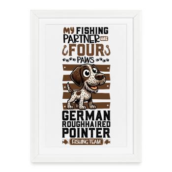 Pêche et German Shorthair - Affiche encadrée (27 × 37 cm) - blanc - Devant