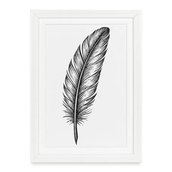 Shimmering Feather in Black - Framed poster (27 × 37 cm) - white - Front