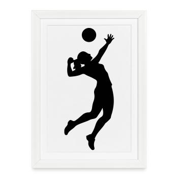 Volleyball player silhouette volleyball - Framed poster (27 × 37 cm) - white - Front