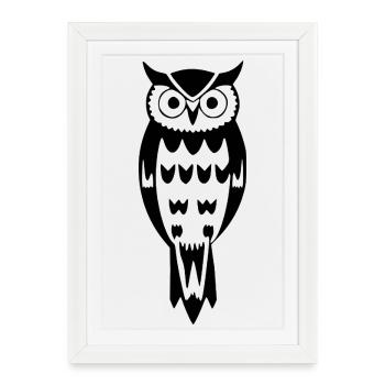 Cadeau Oiseau Hibou Enchanteur de la nature - Affiche encadrée (27 × 37 cm) - blanc - Devant
