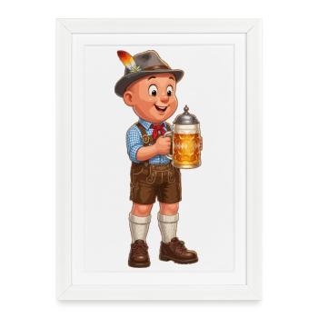 Garçon de fête d’octobre avec une chope de bière - Affiche encadrée (27 × 37 cm) - blanc - Devant