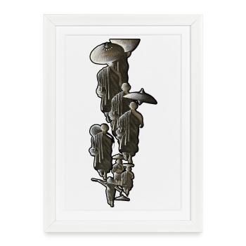 Silhouettes de geishas avec parapluies - Affiche encadrée (27 × 37 cm) - blanc - Devant