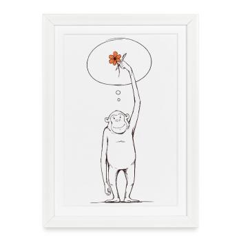 Singe Primate Habitant de la jungle Jungle mignon - Affiche encadrée (27 × 37 cm) - blanc - Devant