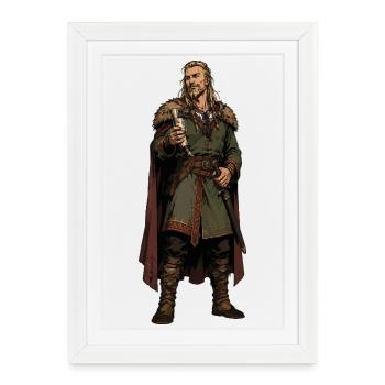Guerrier viking avec calice et fourrure - Affiche encadrée (27 × 37 cm) - blanc - Devant