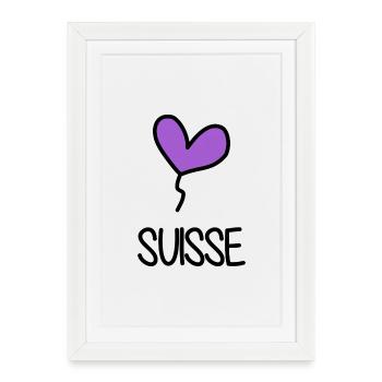 SUISSE. PAYS. GENEVE. SUISSE. HUMOUR. PAYS - Affiche encadrée (27 × 37 cm) - blanc - Devant