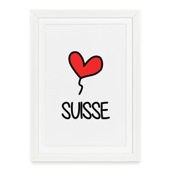 SUISSE. PAYS. GENEVE. HUMOUR. DRAPEAU - Affiche encadrée (27 × 37 cm) - blanc - Devant
