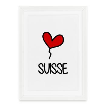 SUISSE. HUMOUR. PAYS. DRAPEAU. GENEVE. LAUSANNE - Affiche encadrée (27 × 37 cm) - blanc - Devant