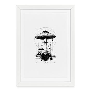 Toadstool, in geometric shapes - Framed poster (27 × 37 cm) - white - Front