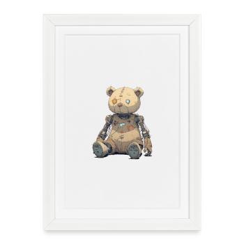 Ours en peluche réparé dans Rusty Robot - Affiche encadrée (27 × 37 cm) - blanc - Devant
