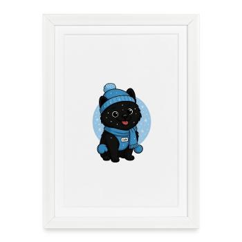 Cuddly Dog Winter Magic - Framed poster (27 × 37 cm) - white - Front