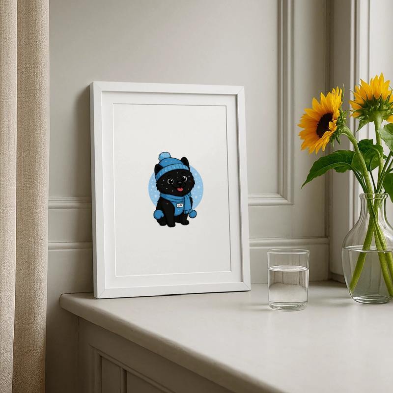 Cuddly Dog Winter Magic Framed poster (27 × 37 cm)