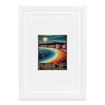 Nice Vintage – French Riviera – Retro Beach Poster - Framed poster (27 × 37 cm) - white - Front