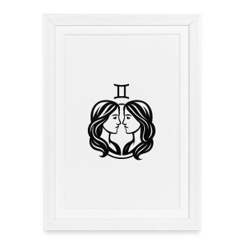 Signe du zodiaque Gémeaux - Affiche encadrée (27 × 37 cm) - blanc - Devant