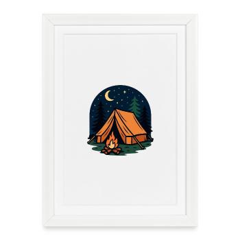 Overnight camping in the forest - Framed poster (27 × 37 cm) - white - Front