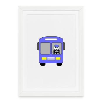School bus Bus for children after school - Framed poster (27 × 37 cm) - white - Front