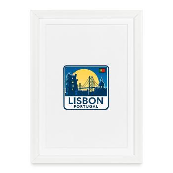 Lisbon Skyline at Sunset - Framed poster (27 × 37 cm) - white - Front