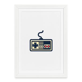 Conception de manette de jeu rétro - Affiche encadrée (27 × 37 cm) - blanc - Devant