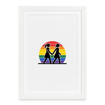 Couple de la fierté avant le coucher de la Fierté - Affiche encadrée (27 × 37 cm) - blanc - Devant