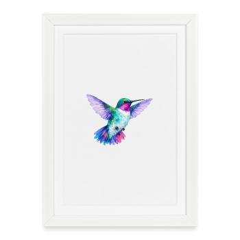 Rainbow Hummingbird Watercolor - Framed poster (27 × 37 cm) - white - Front