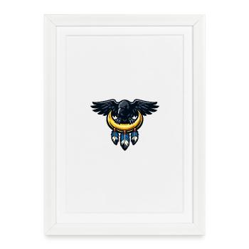 Aigle de la Nuit sur Mooncrescent - Affiche encadrée (27 × 37 cm) - blanc - Devant