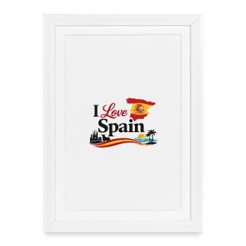 I Love Spain – Symboles et couleurs espagnoles - Affiche encadrée (27 × 37 cm) - blanc - Devant