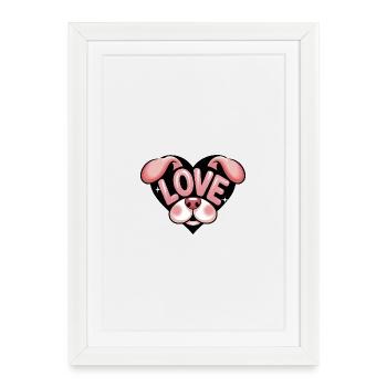 Cute Love Dog - Gerahmtes Poster (27 × 37 cm) - Weiß - Vorne