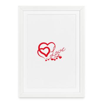 Cœurs entrelacés en Script Amoureux - Affiche encadrée (27 × 37 cm) - blanc - Devant